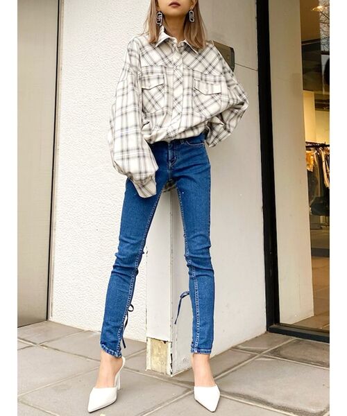 GYDA（ジェイダ）の「【WEB限定】LOOSEチェックシャツ（シャツ/ブラウス・レディース・ベージュ/オフホワイト/ミント・FREE）」の7枚目の写真