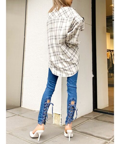 GYDA（ジェイダ）の「【WEB限定】LOOSEチェックシャツ（シャツ/ブラウス・レディース・ベージュ/オフホワイト/ミント・FREE）」の10枚目の写真