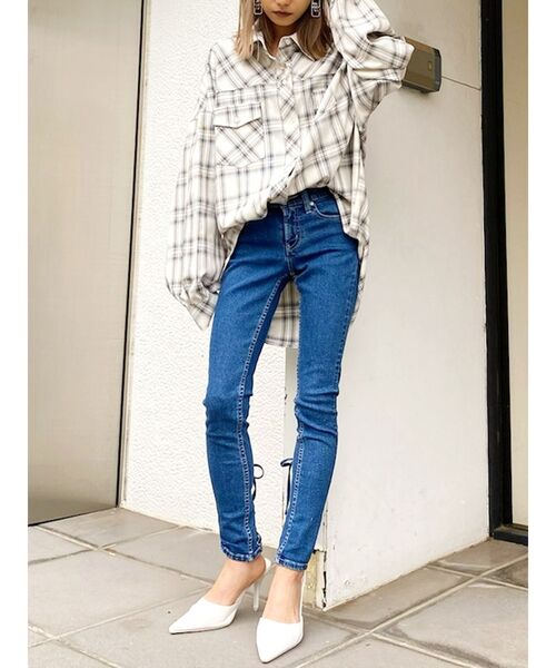 GYDA（ジェイダ）の「【WEB限定】LOOSEチェックシャツ（シャツ/ブラウス・レディース・ベージュ/オフホワイト/ミント・FREE）」の5枚目の写真