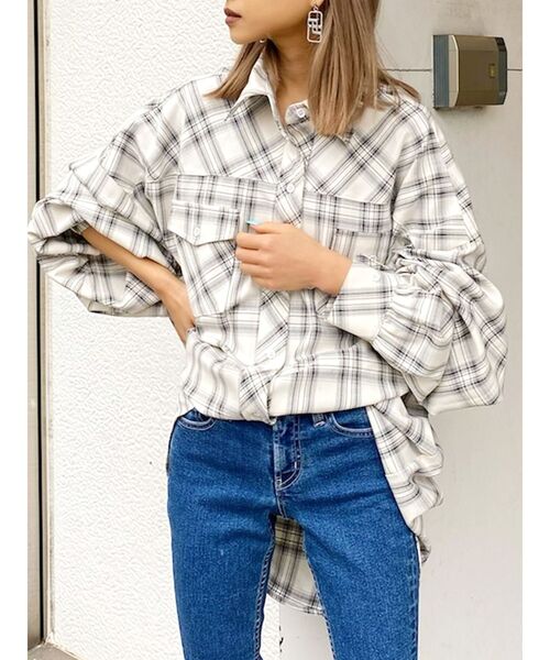 GYDA（ジェイダ）の「【WEB限定】LOOSEチェックシャツ（シャツ/ブラウス・レディース・ベージュ/オフホワイト/ミント・FREE）」の17枚目の写真