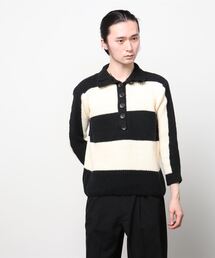 XU | 【XU/エックスユー】stripe knit polo/ストライプポロシャツ ボーダーポロシャツ ニットポロシャツ 縞模様(ポロシャツ)