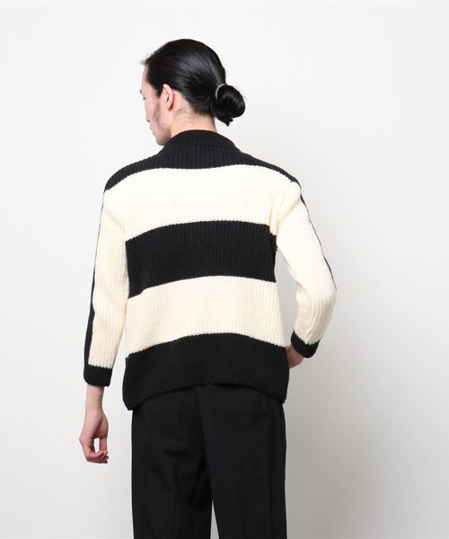 XU（エックスユー）の「【XU/エックスユー】stripe knit polo/ストライプポロシャツ ボーダーポロシャツ ニットポロシャツ 縞模様（ポロシャツ・メンズ・ブラック・ONE SIZE）」の3枚目の写真