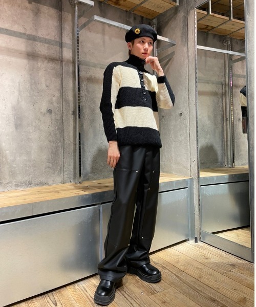 XU（エックスユー）の「【XU/エックスユー】stripe knit polo/ストライプポロシャツ ボーダーポロシャツ ニットポロシャツ 縞模様（ポロシャツ・メンズ・ブラック・ONE SIZE）」の10枚目の写真