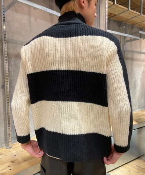 XU（エックスユー）の「【XU/エックスユー】stripe knit polo/ストライプポロシャツ ボーダーポロシャツ ニットポロシャツ 縞模様（ポロシャツ・メンズ・ブラック・ONE SIZE）」の8枚目の写真