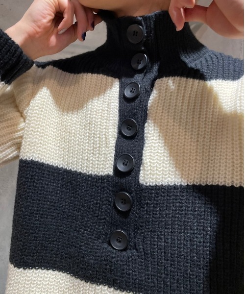 XU（エックスユー）の「【XU/エックスユー】stripe knit polo/ストライプポロシャツ ボーダーポロシャツ ニットポロシャツ 縞模様（ポロシャツ・メンズ・ブラック・ONE SIZE）」の12枚目の写真