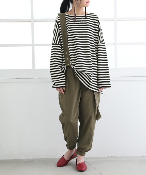 osharewalker（オシャレウォーカー）の「【廃盤】『ボーダー柄ロング丈カットソー』（Tシャツ/カットソー・レディース・パープル/ブラック/ブルー/モカ・FREE）」の18枚目の写真