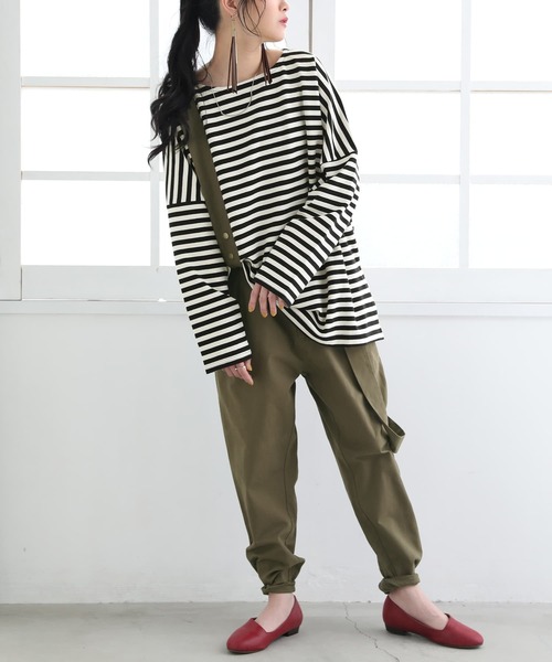 osharewalker（オシャレウォーカー）の「【廃盤】『ボーダー柄ロング丈カットソー』（Tシャツ/カットソー・レディース・パープル/ブラック/ブルー/モカ・FREE）」の19枚目の写真