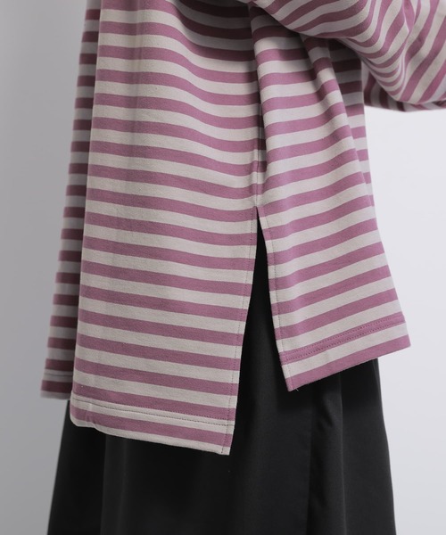 osharewalker（オシャレウォーカー）の「【廃盤】『ボーダー柄ロング丈カットソー』（Tシャツ/カットソー・レディース・パープル/ブラック/ブルー/モカ・FREE）」の14枚目の写真