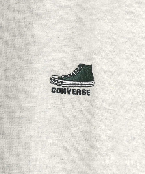CONVERSE（コンバース）の「CONVERSE/コンバース 別注 オーバーサイズ 裏毛 リブライン リンガー オールスター スニーカー ロゴ ワンポイント刺繍 スウェット トレーナー/長袖 トップス プルオーバー/レディース メンズ（スウェット・レディース・ダークグリーン/オートミール/ベージュ系その他/スミクロ・LL/M/L）」の11枚目の写真