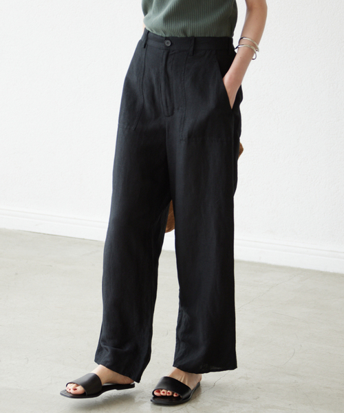 SLOBE IENA（スローブイエナ）の「リネンイージーパンツ（その他パンツ・レディース・ブラック/ブルー系その他/キャメル・36/38）」の17枚目の写真