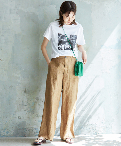 【新品未使用タグ付】SLOBE IENA リネンコットンカーブパンツ SLOBE IENA（スローブイエナ）の「《追加》リネンコットンカーブ