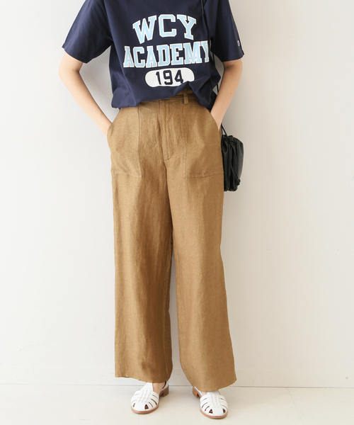 SLOBE IENA（スローブイエナ）の「リネンイージーパンツ（その他パンツ・レディース・ブラック/ブルー系その他/キャメル・36/38）」の5枚目の写真