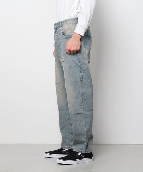 INFLATION（インフレーション）の「INFLATION(インフレーション)ワイドダメージジーンズ（デニムパンツ・メンズ・ブルー・M/XL/L/S）」の9枚目の写真