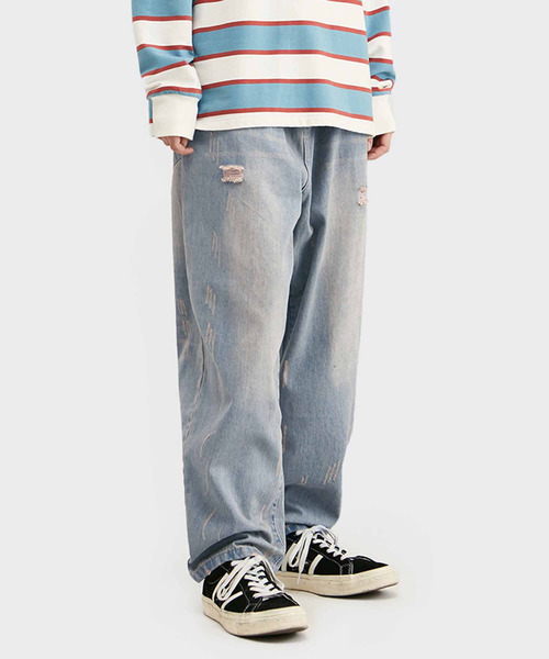 INFLATION（インフレーション）の「INFLATION(インフレーション)ワイドダメージジーンズ（デニムパンツ・メンズ・ブルー・M/XL/L/S）」の6枚目の写真