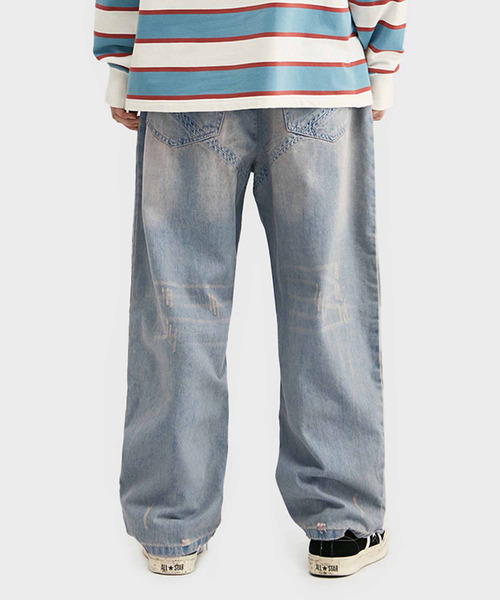 INFLATION（インフレーション）の「INFLATION(インフレーション)ワイドダメージジーンズ（デニムパンツ・メンズ・ブルー・M/XL/L/S）」の10枚目の写真