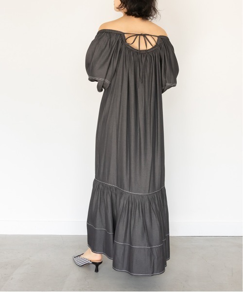 RANDA(ランダ)の「2WAYデニムライクワンピース(ワンピース・レディース・ブラック/ベージュ/インディゴブルー・1/0)」の4枚目の写真