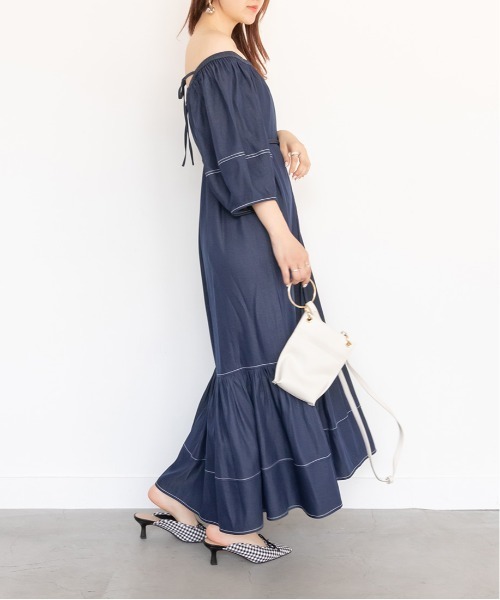 RANDA(ランダ)の「2WAYデニムライクワンピース(ワンピース・レディース・ブラック/ベージュ/インディゴブルー・1/0)」の12枚目の写真
