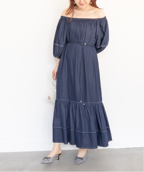 RANDA(ランダ)の「2WAYデニムライクワンピース(ワンピース・レディース・ブラック/ベージュ/インディゴブルー・1/0)」の13枚目の写真