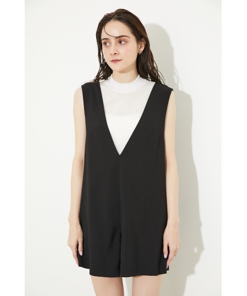 rienda（リエンダ）の「Vネックショートロンパース（つなぎ/オールインワン・レディース・ブラック/ベージュ/パープル・FREE）」の11枚目の写真