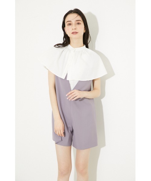 rienda（リエンダ）の「Vネックショートロンパース（つなぎ/オールインワン・レディース・ブラック/ベージュ/パープル・FREE）」の15枚目の写真