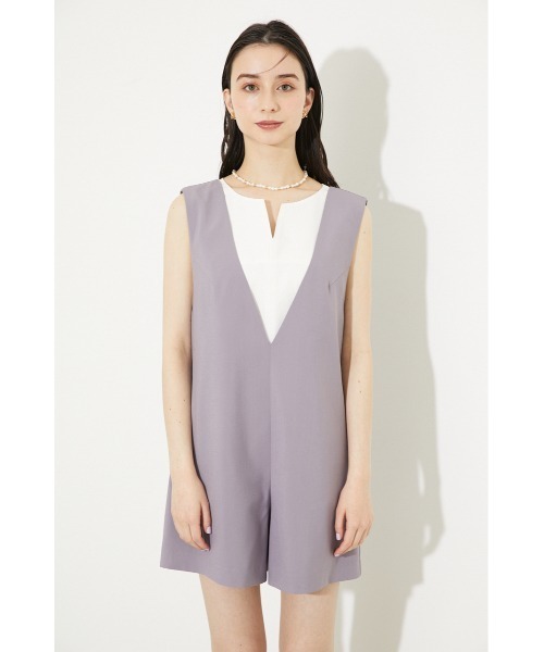 rienda（リエンダ）の「Vネックショートロンパース（つなぎ/オールインワン・レディース・ブラック/ベージュ/パープル・FREE）」の16枚目の写真