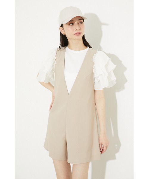 rienda（リエンダ）の「Vネックショートロンパース（つなぎ/オールインワン・レディース・ブラック/ベージュ/パープル・FREE）」の21枚目の写真