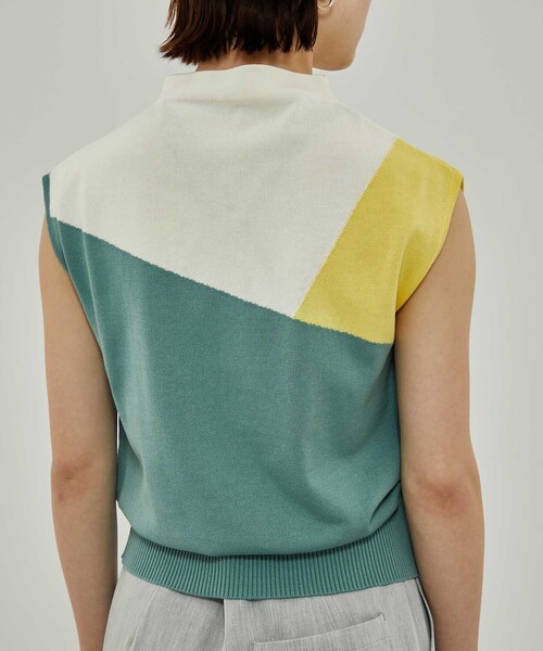 CITY TOKYO（シティトウキョウ）の「カラーブロックニットトップス（ニット/セーター・レディース・ライトブルー/ブラック/グリーン/モカ・FREE）」の5枚目の写真