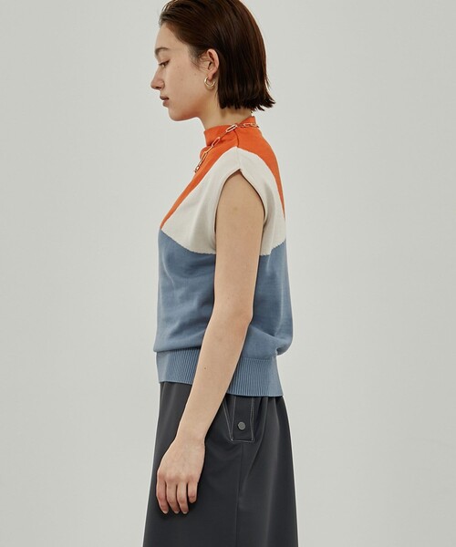 CITY TOKYO（シティトウキョウ）の「カラーブロックニットトップス（ニット/セーター・レディース・ライトブルー/ブラック/グリーン/モカ・FREE）」の10枚目の写真