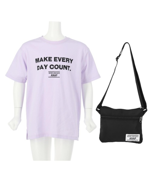 ANAP kids（アナップキッズ）の「サコッシュ付きビッグTシャツ（Tシャツ/カットソー・キッズ・オフホワイト/ラベンダー/ミント・110cm/120cm/130cm）」の9枚目の写真