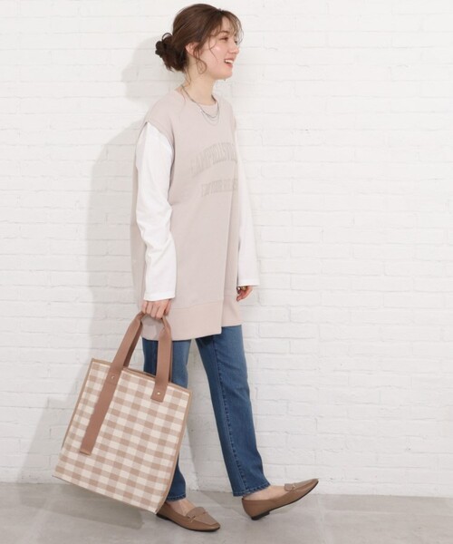 SHOO・LA・RUE（シューラルー）の「◆ギンガムチェックトート（トートバッグ・レディース・ブラック系1/ベージュ系1/ネイビー系1・00）」の3枚目の写真