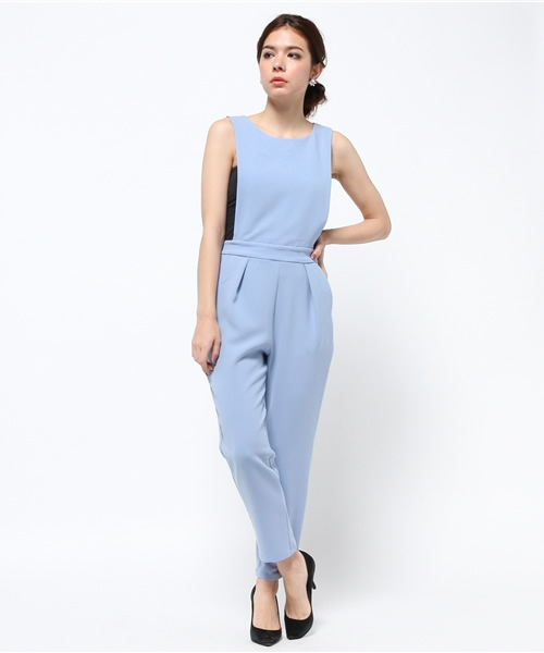 Ray BEAMS（レイビームス）の「Ray BEAMS / Wクロス オールインワン（つなぎ/オールインワン・レディース・ブラック/サックスブルー・1/0）」の2枚目の写真