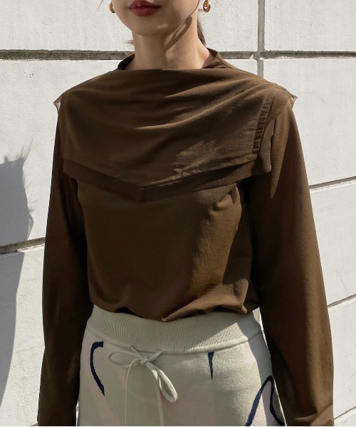 Ameri(アメリ)の「2WAY SAILOR COLOR CUT TEE(Tシャツ/カットソー・レディース・ホワイト/カーキ/ブルー・FREE)」の2枚目の写真