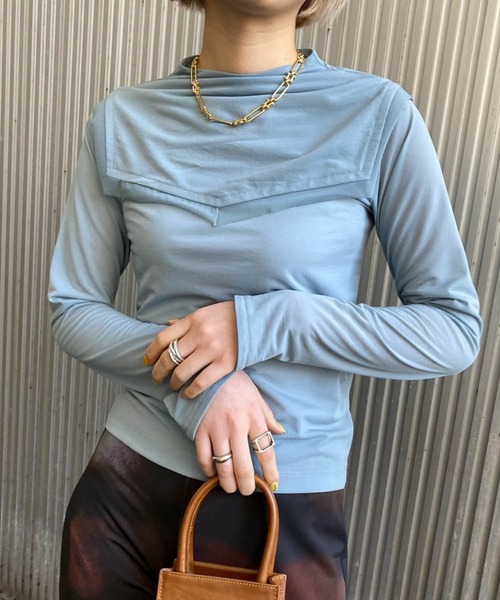 Ameri(アメリ)の「2WAY SAILOR COLOR CUT TEE(Tシャツ/カットソー・レディース・ホワイト/カーキ/ブルー・FREE)」の3枚目の写真