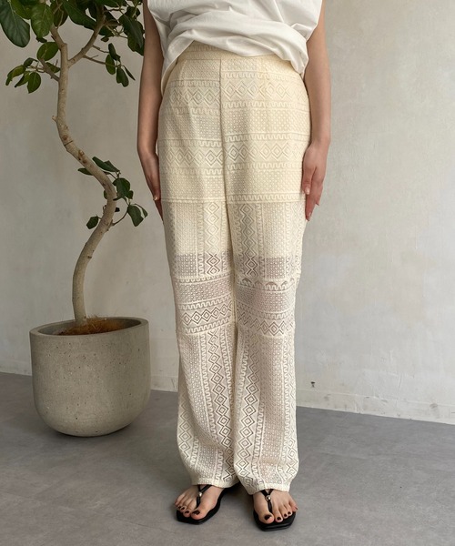 CAPRICIEUX LE'MAGE（カプリシューレマージュ）の「パッチワークレースパンツ（その他パンツ・レディース・アイボリー/ブラック・FREE）」の21枚目の写真