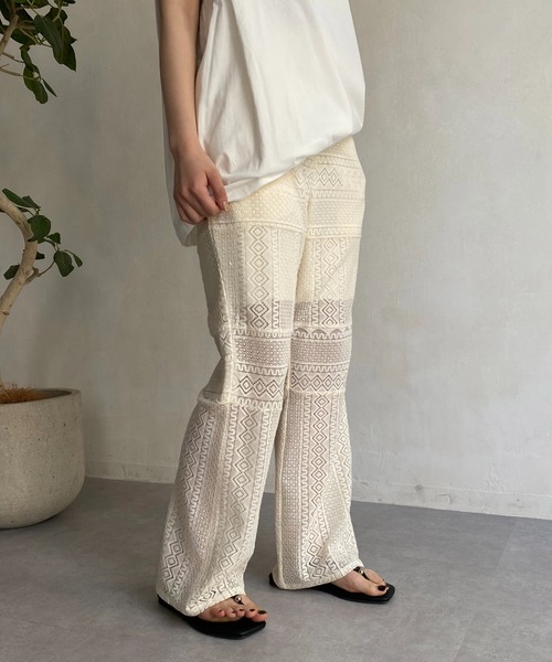 CAPRICIEUX LE'MAGE（カプリシューレマージュ）の「パッチワークレースパンツ（その他パンツ・レディース・アイボリー/ブラック・FREE）」の12枚目の写真