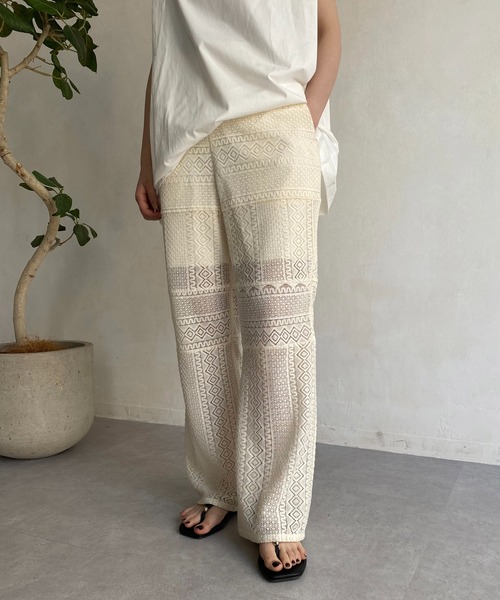 CAPRICIEUX LE'MAGE（カプリシューレマージュ）の「パッチワークレースパンツ（その他パンツ・レディース・アイボリー/ブラック・FREE）」の13枚目の写真