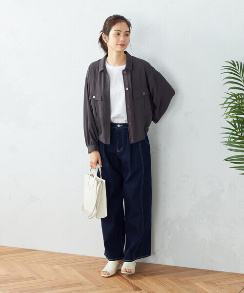 COMME CA ISM（コムサイズム）の「シャツブルゾン（ブルゾン・レディース・カーキ/チャコール・MEDIUM/LARGE）」の3枚目の写真