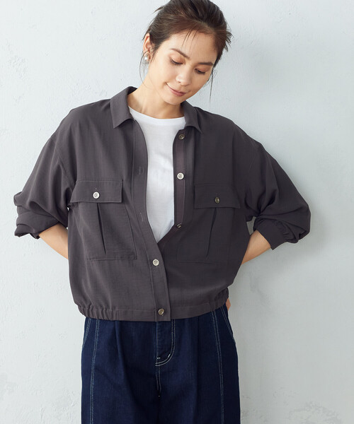 COMME CA ISM（コムサイズム）の「シャツブルゾン（ブルゾン・レディース・カーキ/チャコール・MEDIUM/LARGE）」の4枚目の写真