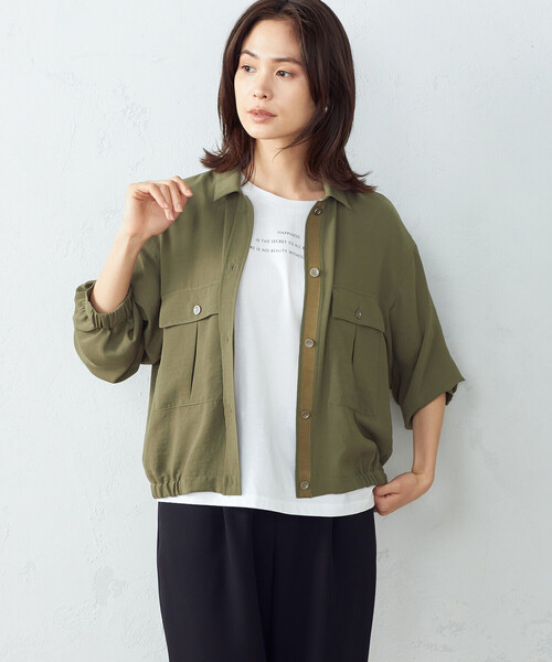 COMME CA ISM（コムサイズム）の「シャツブルゾン（ブルゾン・レディース・カーキ/チャコール・MEDIUM/LARGE）」の6枚目の写真
