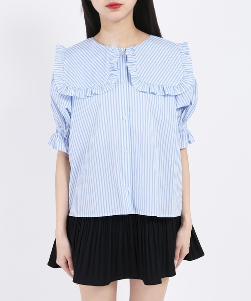 WC（ダブル シー）の「ストライプフリルブラウス（シャツ/ブラウス・レディース・サックスブルー/ピンク・FREE）」の12枚目の写真