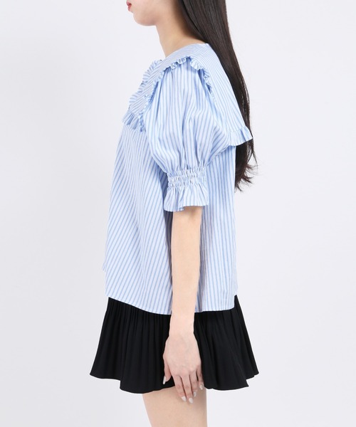WC（ダブル シー）の「ストライプフリルブラウス（シャツ/ブラウス・レディース・サックスブルー/ピンク・FREE）」の13枚目の写真