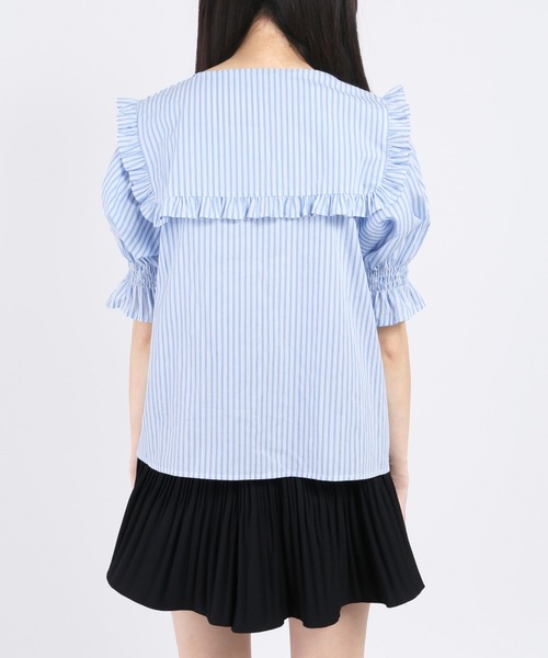 WC（ダブル シー）の「ストライプフリルブラウス（シャツ/ブラウス・レディース・サックスブルー/ピンク・FREE）」の14枚目の写真