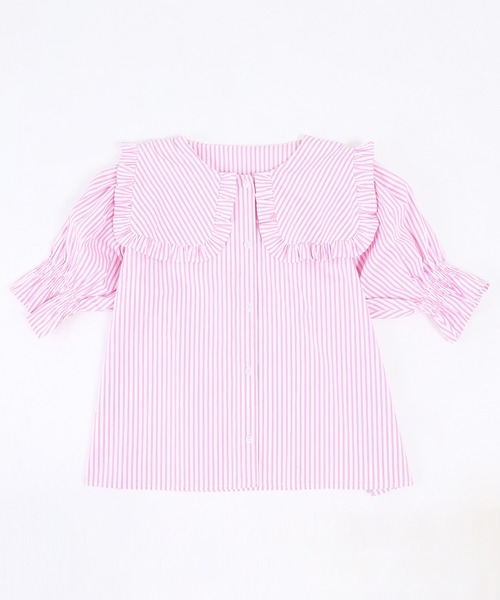 WC（ダブル シー）の「ストライプフリルブラウス（シャツ/ブラウス・レディース・サックスブルー/ピンク・FREE）」の16枚目の写真
