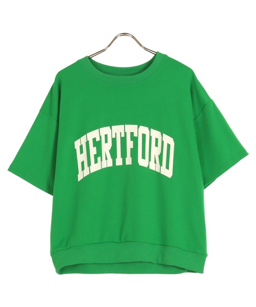 KOBE LETTUCE(コウベレタス)の「ミニ裏毛ロゴトップス(スウェット・レディース・グリーン/ピンク/ダークブラウン/オフホワイト/ブラック/グレー系・FREE)」の1枚目の写真