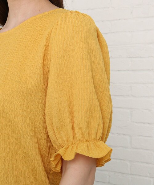 Cutie Blonde(キューティーブロンド)の「◆【S-L】タテシワクループルオーバー(Tシャツ/カットソー・レディース・オフホワイト/イエロー/ブラック・03/02/01)」の8枚目の写真