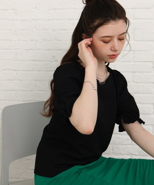 Cutie Blonde(キューティーブロンド)の「◆【S-L】タテシワクループルオーバー(Tシャツ/カットソー・レディース・オフホワイト/イエロー/ブラック・03/02/01)」の18枚目の写真