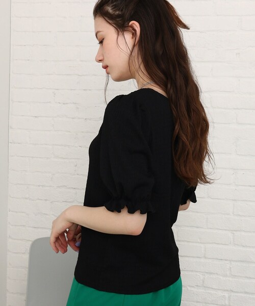 Cutie Blonde(キューティーブロンド)の「◆【S-L】タテシワクループルオーバー(Tシャツ/カットソー・レディース・オフホワイト/イエロー/ブラック・03/02/01)」の19枚目の写真