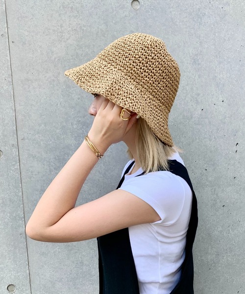 EPICKS（エピックス）の「メッシュ 雑材バケットハット（ハット・レディース・ブラウン/アイボリー/ブラック/ベージュ・F）」の4枚目の写真