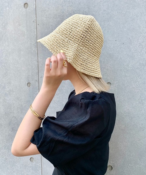 EPICKS（エピックス）の「メッシュ 雑材バケットハット（ハット・レディース・ブラウン/アイボリー/ブラック/ベージュ・F）」の2枚目の写真