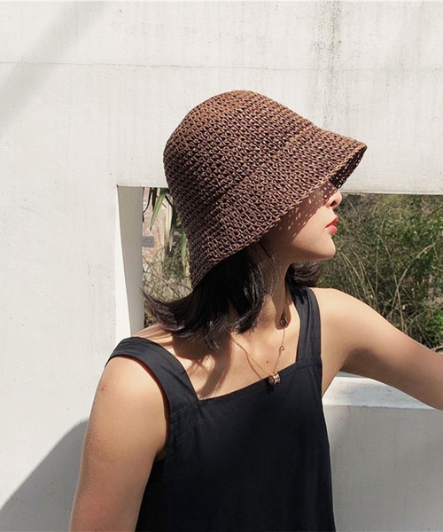 EPICKS（エピックス）の「メッシュ 雑材バケットハット（ハット・レディース・ブラウン/アイボリー/ブラック/ベージュ・F）」の5枚目の写真